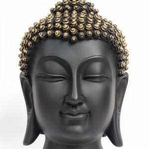 Serene Meditating Buddha Head – Matte Black & Gold
