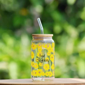 Morning Sunshine Daisy Glass Tumbler